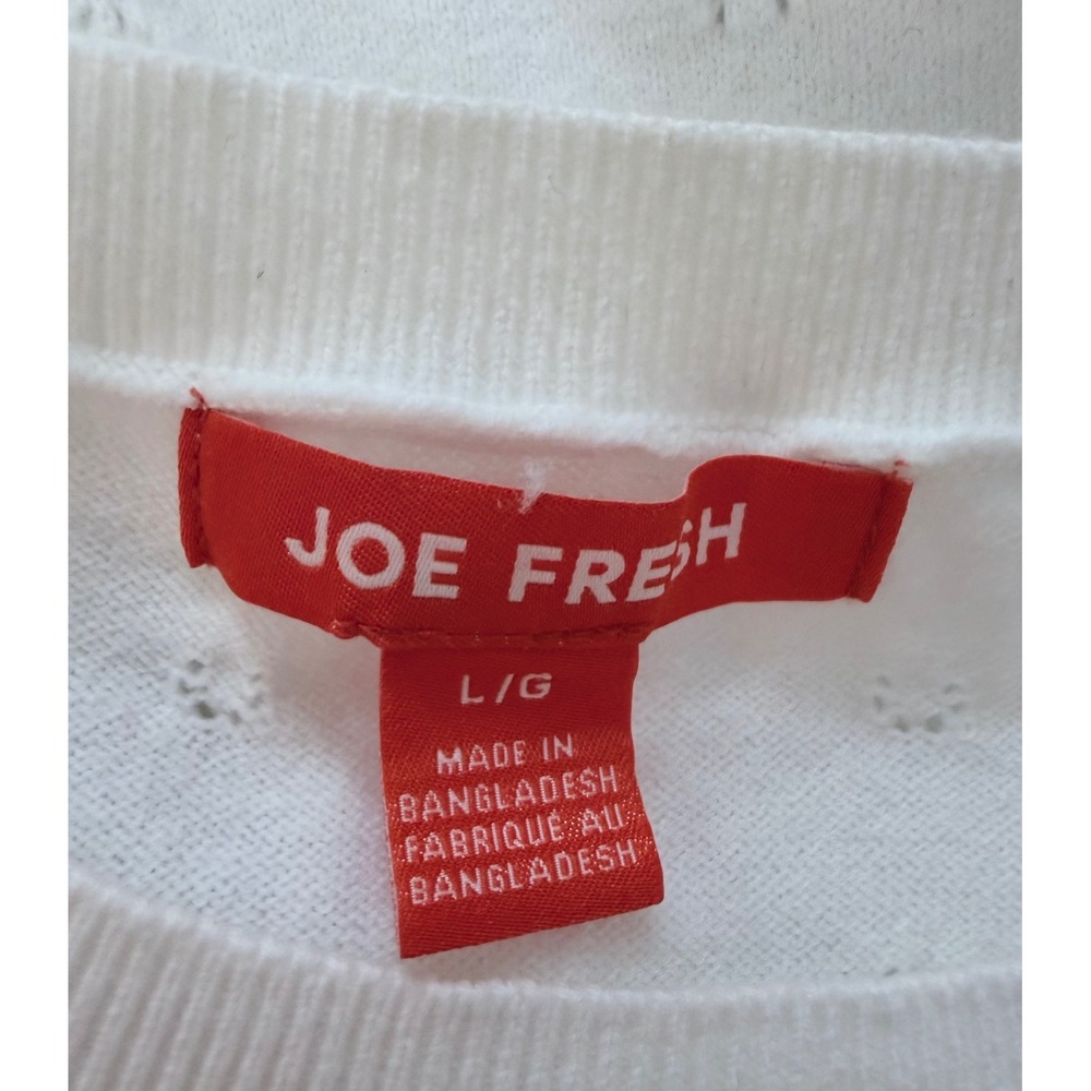 Joe Fresh White Pointelle Knit Size Large Lightweight Sweater Cottagecore - Picture 7 of 8